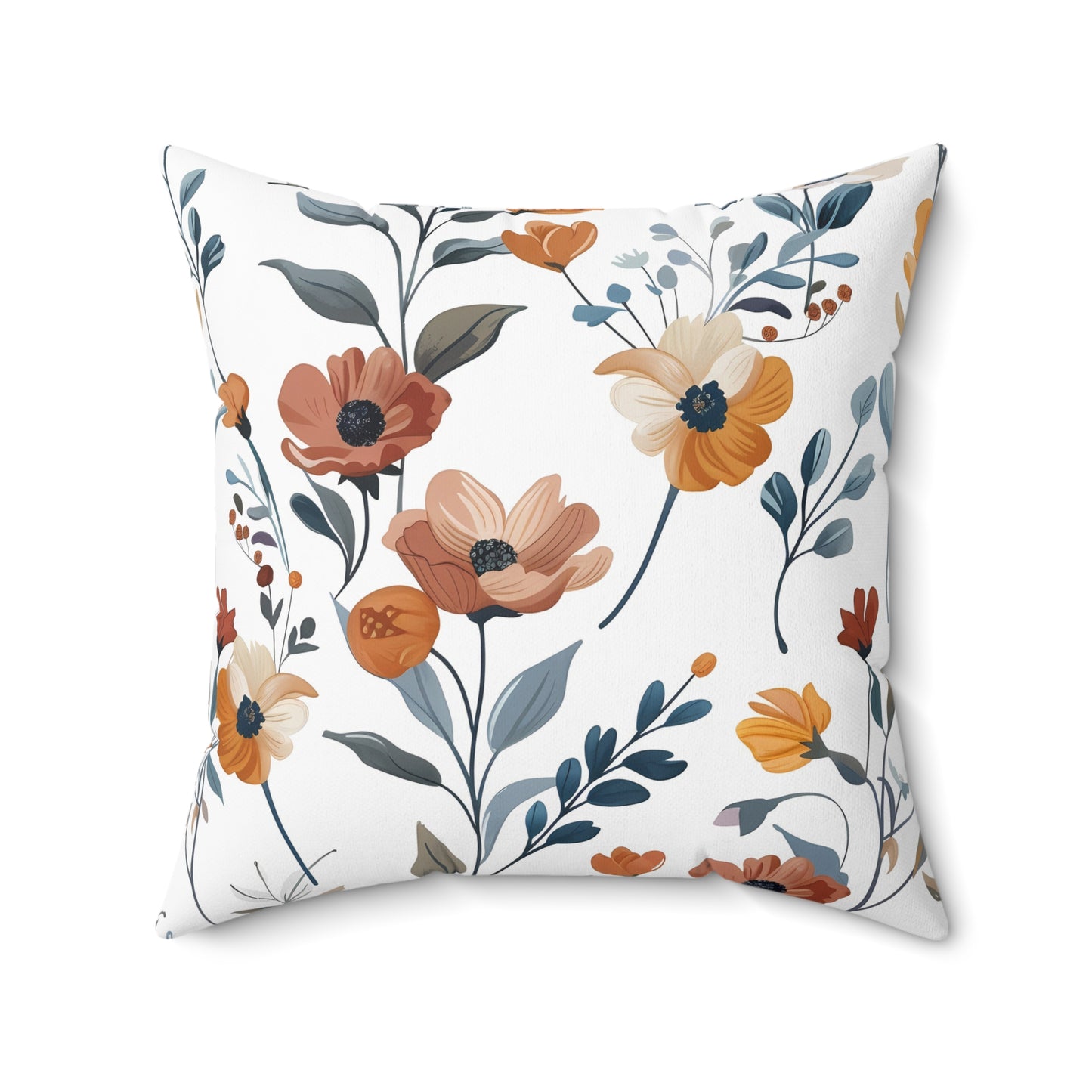 Rustic Warm Earth-Tone Floral - Indoor Throw Pillow