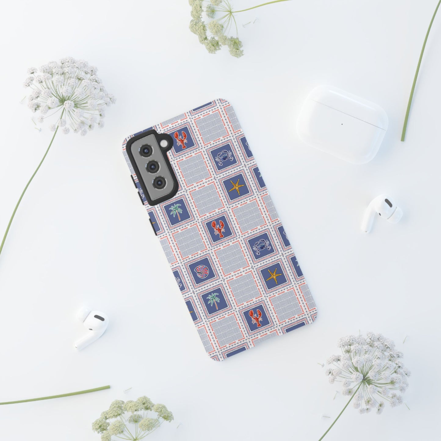 Lobsters Sailboats Seashells - Cell Phone Tough Case