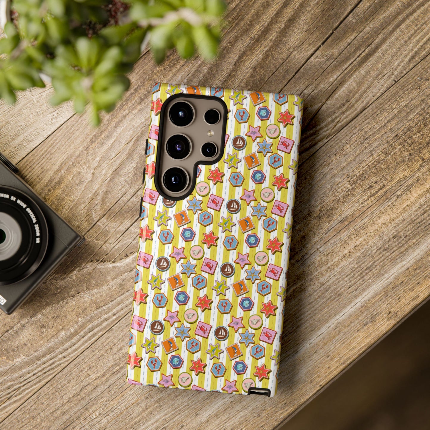 Yellow and White Striped Summer Themed Phone Case