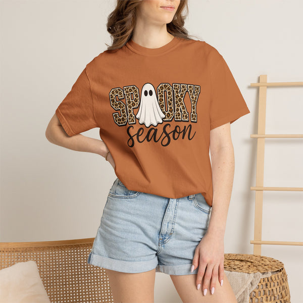 Spooky Season Leopard Print Ghost Halloween Graphic T-Shirt