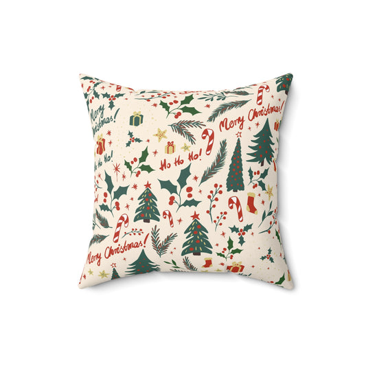 Holiday Throw Pillow – Red & White Christmas Decorative Pillow