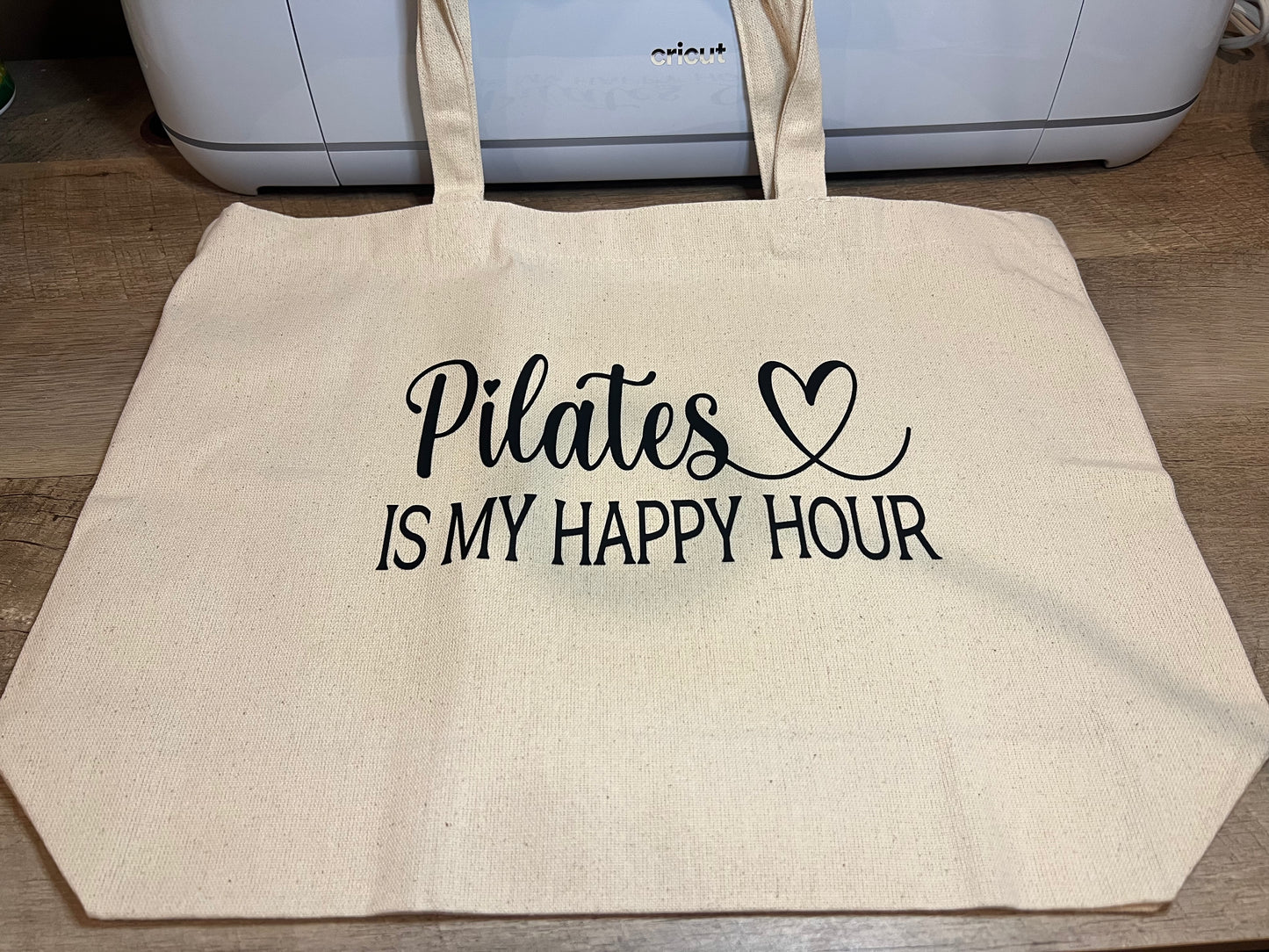 Pilates Is My Happy Hour - Handcrafted Canvas Bag