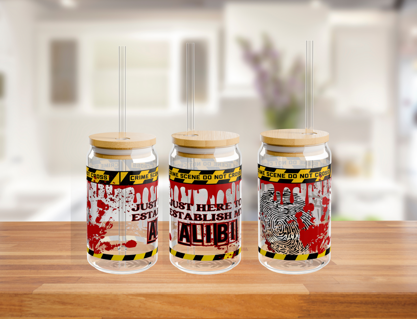 True Crime Lover - 16oz Glass with Lid and Straw