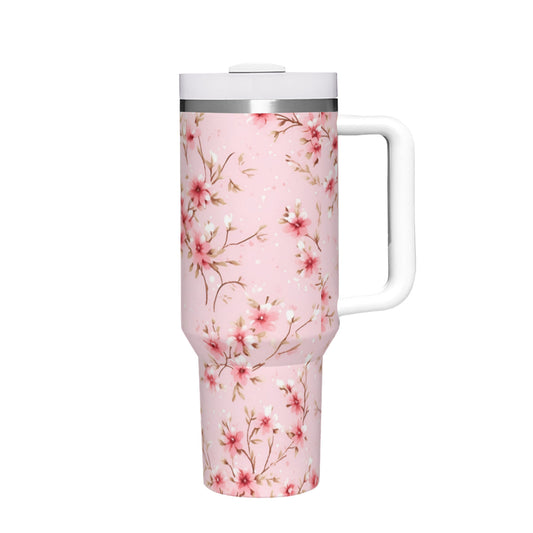 Pink Floral Shabby Chic - 40oz Stainless Steel Tumbler