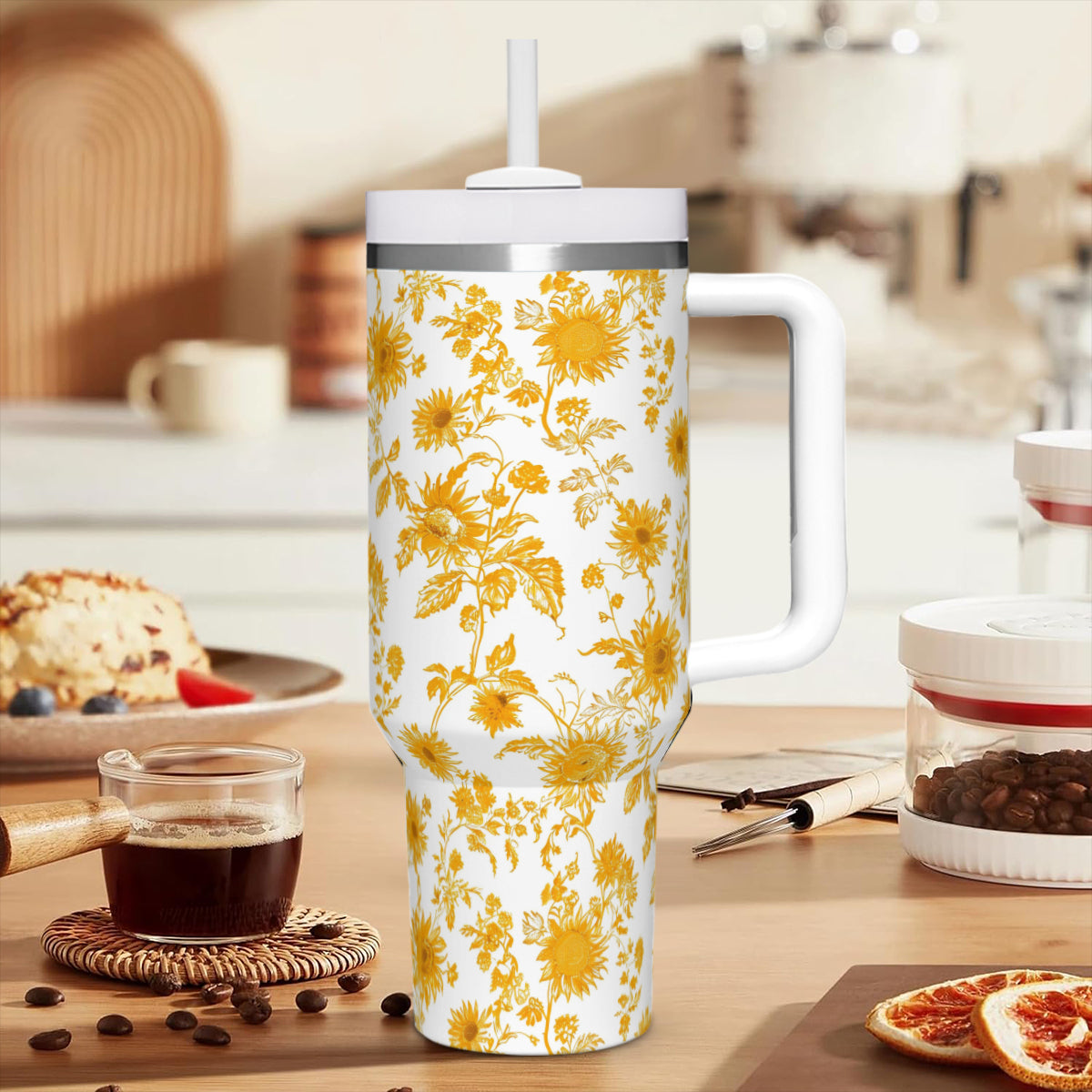 Sunflower Toile - 40oz Stainless Steel Tumbler