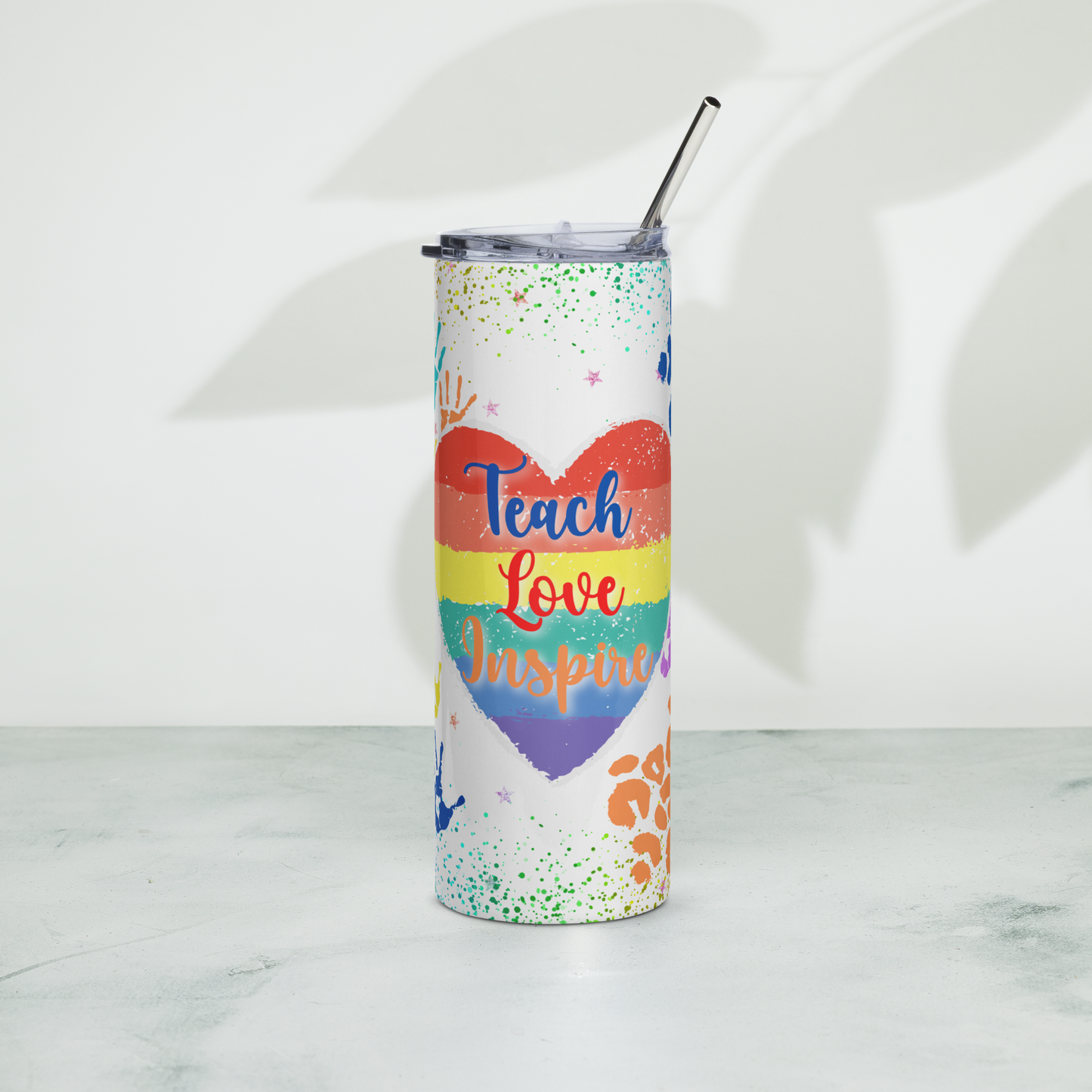 Teach, Love, Inspire 20oz Skinny Tumbler with Straw