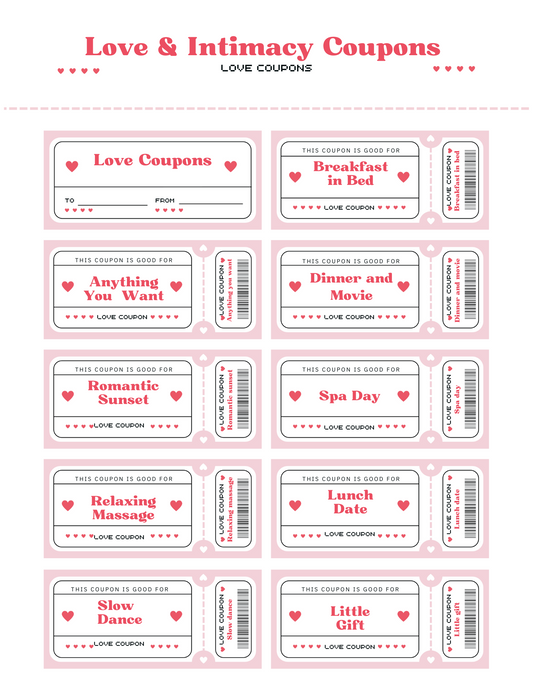 Intimacy Coupons, Love Coupons, Love and Intimacy Coupons, Adult Time Coupons