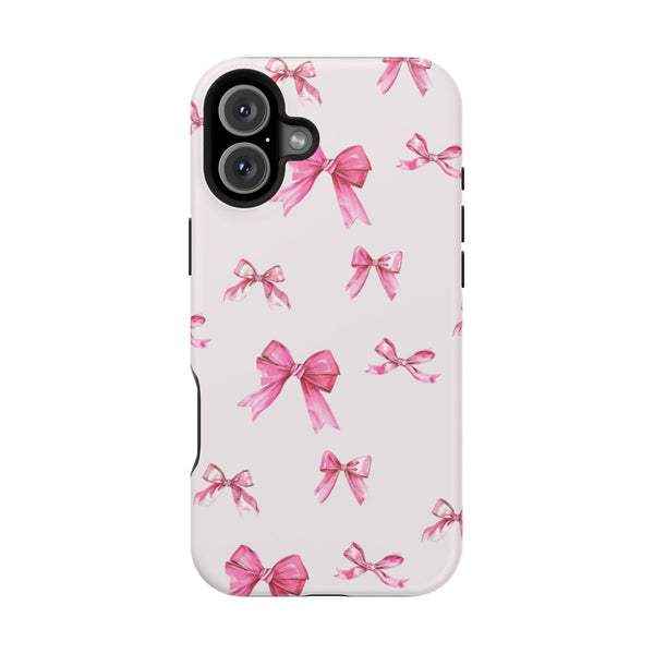 Coquette Pink Bow MagSafe Phone Case | Fits iPhone 13–16 | Matte or Glossy Finish