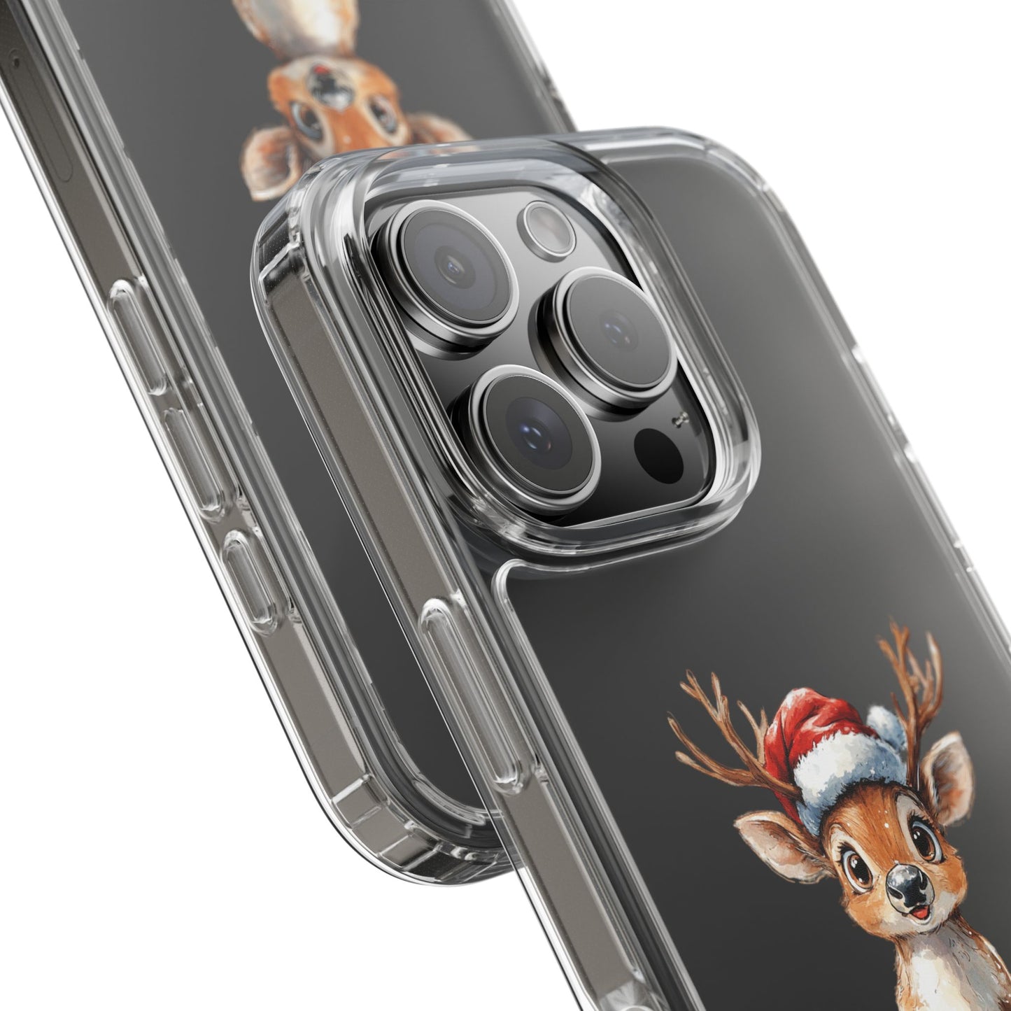 Festive Reindeer on a Clear Phone Case