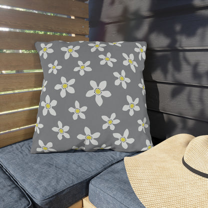 Daisy on Gray - Outdoor Throw Pillow