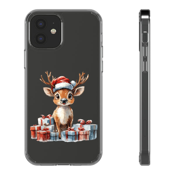 Festive Reindeer on a Clear Phone Case