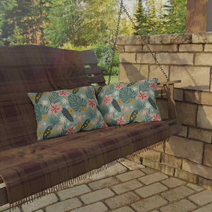 Palm Leaf & Hibiscus - Outdoor Throw Pillow
