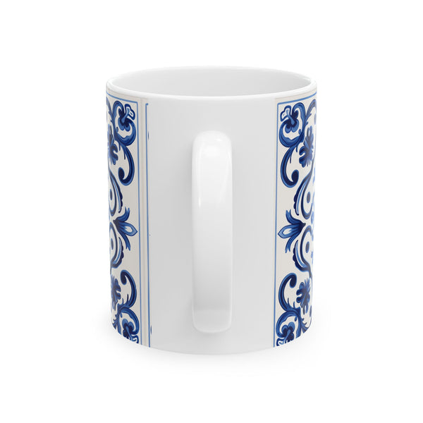 Blue Title Ceramic Mug, 11 oz mug, Portuguese Blue Title Inspired