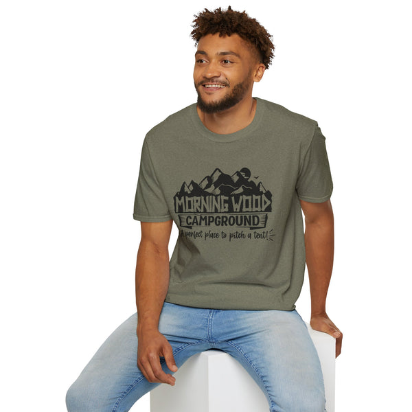 Morning Wood Campground A Perfect Place to Pitch a Tent, Soft Cotton, Casual Streetwear