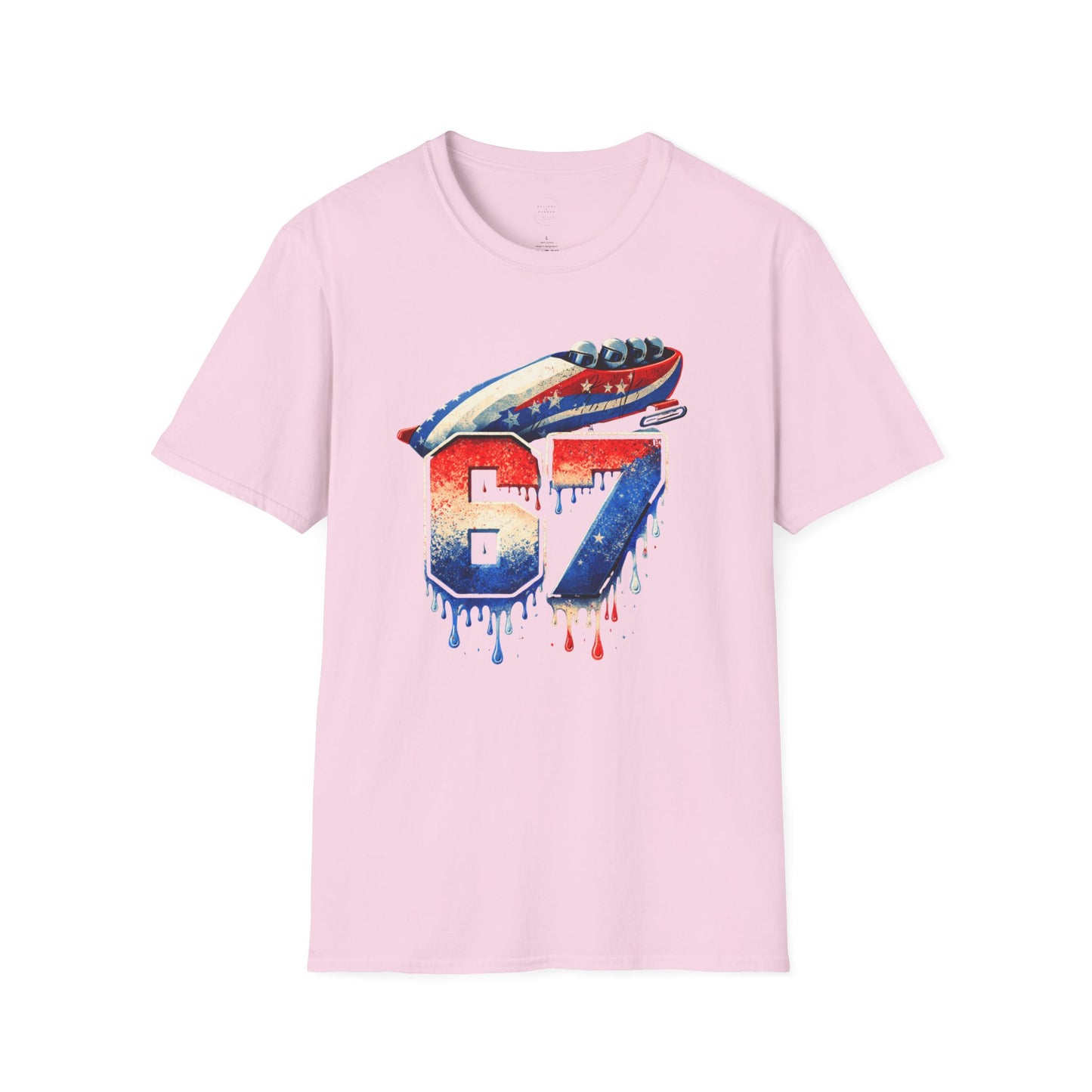 67 Bobsled Team USA T-Shirt - Patriotic Red White Blue Drip Graphic - Winter Sports Streetwear - Gildan Softstyle Men Women