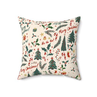 Holiday Throw Pillow – Red & White Christmas Decorative Pillow