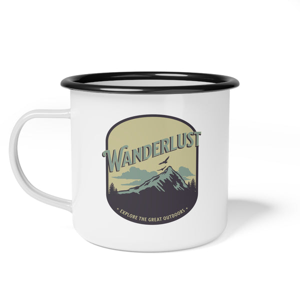 Wanderlust Outdoor Enamel 12oz Camping Mug Enamel Mug Camping Outdoor Enthusiast Wanderlust