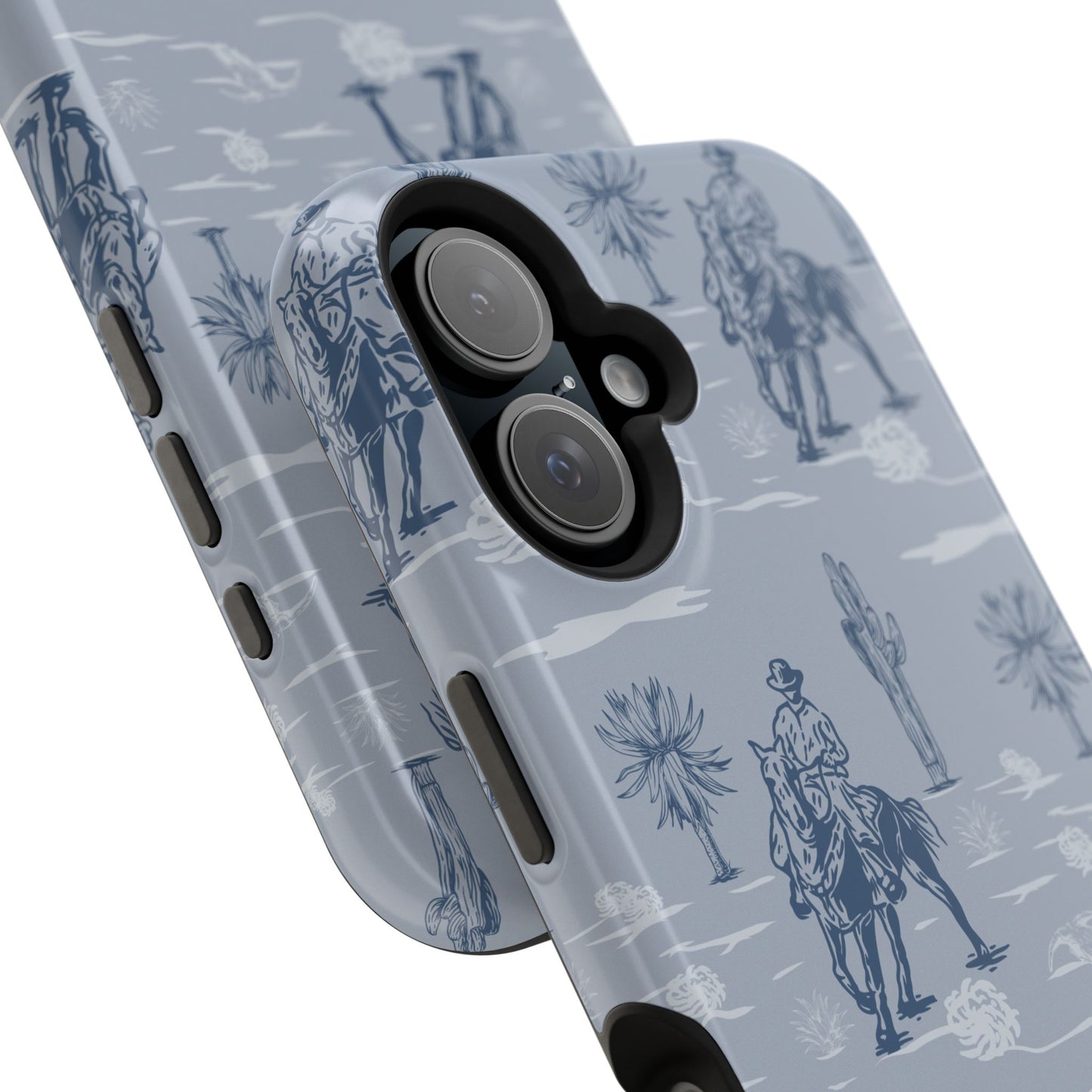 iPhone Case - Blue Cowboy and Cactus Western Themed MagSafe Tough Case