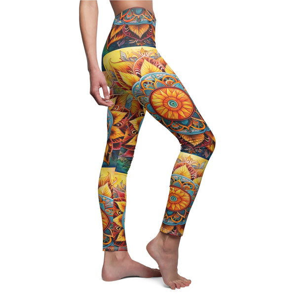 Sunny Boho Mandala Leggings – Soft Brushed Suede
