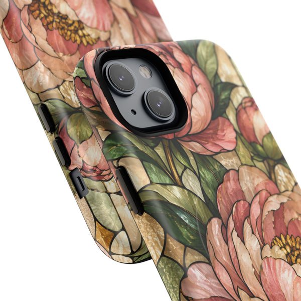 Glossy or Matte Stained Glass Peony MagSafe iPhone Case