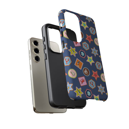 Lobsters Sailboats and Seashells on Navy Blue Phone Case
