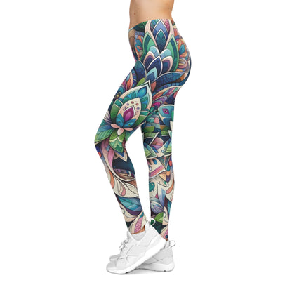 Vibrant Boho Garden Leggings – Abstract Floral & Mandala Print