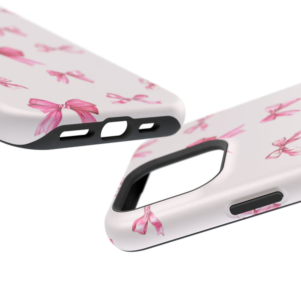 Coquette Pink Bow MagSafe Phone Case | Fits iPhone 13–16 | Matte or Glossy Finish