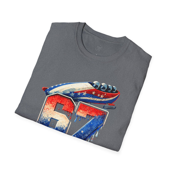 67 Bobsled Team USA T-Shirt - Patriotic Red White Blue Drip Graphic - Winter Sports Streetwear - Gildan Softstyle Men Women