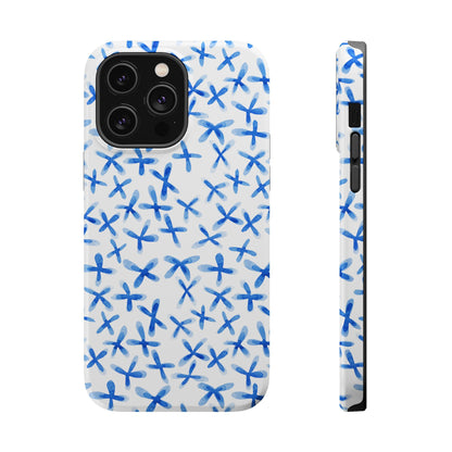 Blue Floral MagSafe iPhone Case — Magnetic Impact-Resistant
