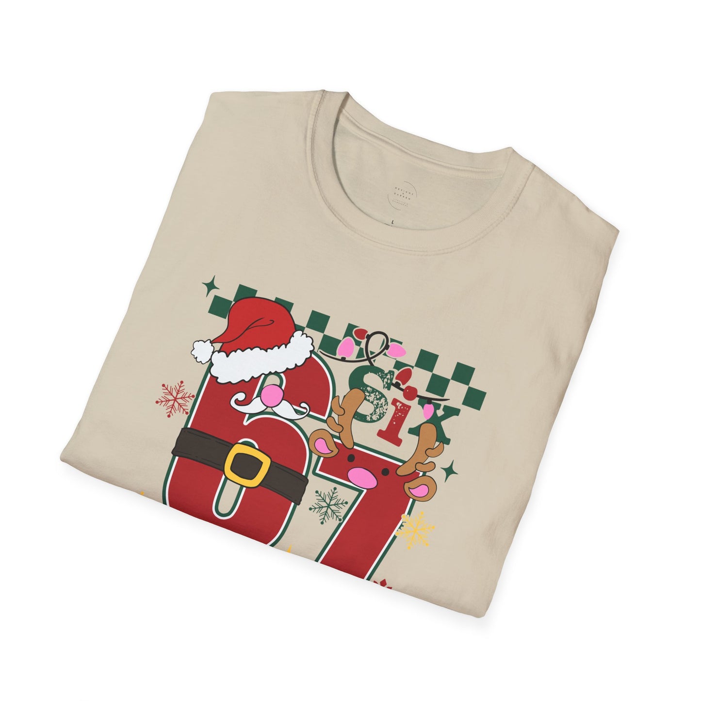 Christmas 67 Shirt – Cute Santa & Reindeer Holiday Graphic Tee – Festive “Six Seven” Xmas Top