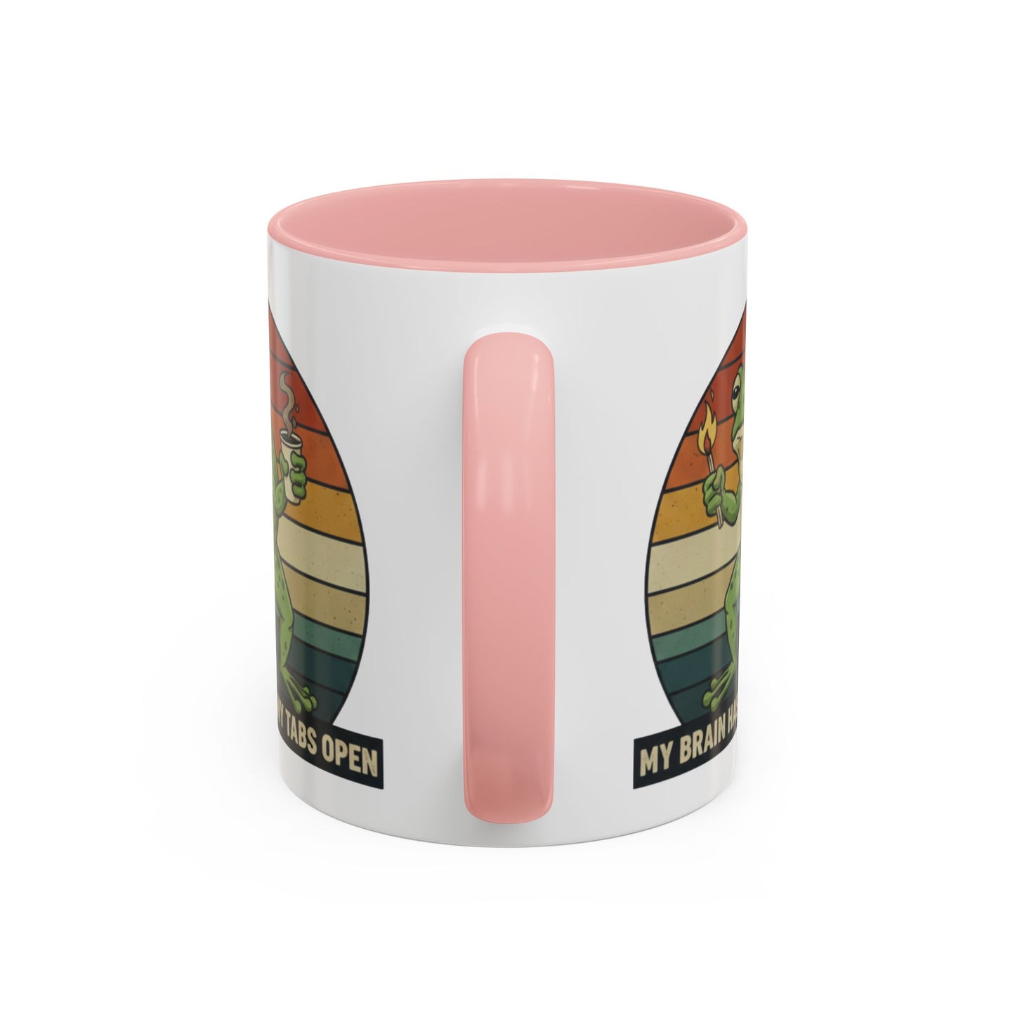 "Too Many Tabs Open" Retro Frog Accent Mug - 11oz & 15oz Ceramic Coffee Cup