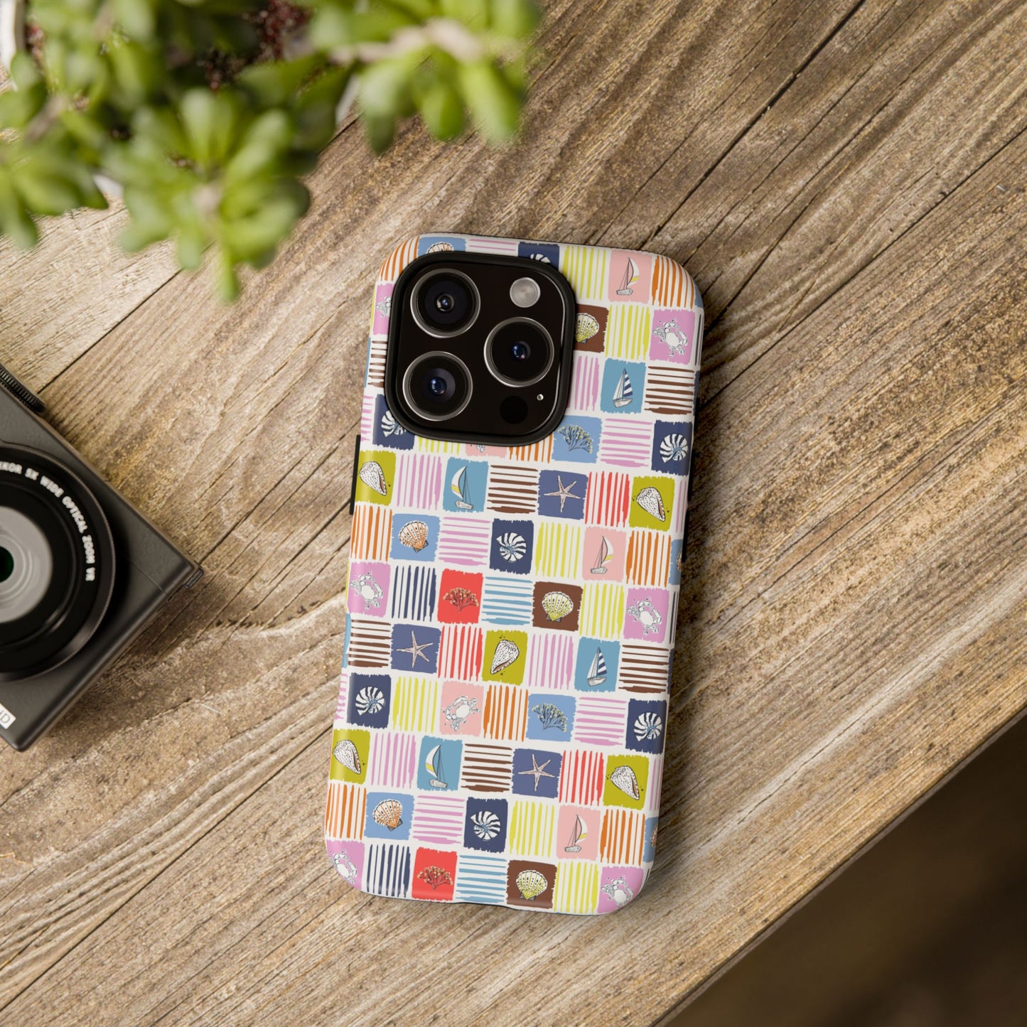 Colorful Seashells Sailboats and Starfish Summer Themed Phone Case