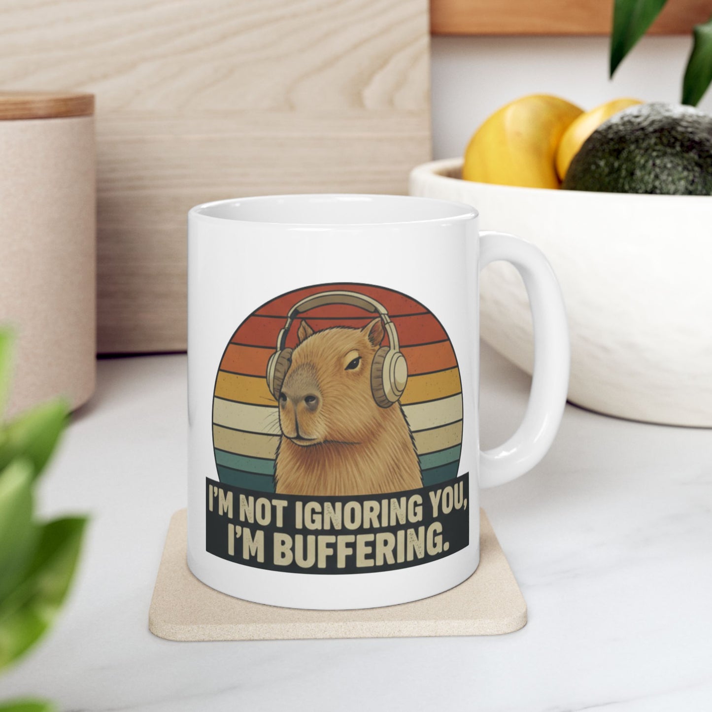 Capybara Buffering Ironic Mug | Funny Unhinged Animal Retro Gift 11oz & 15oz