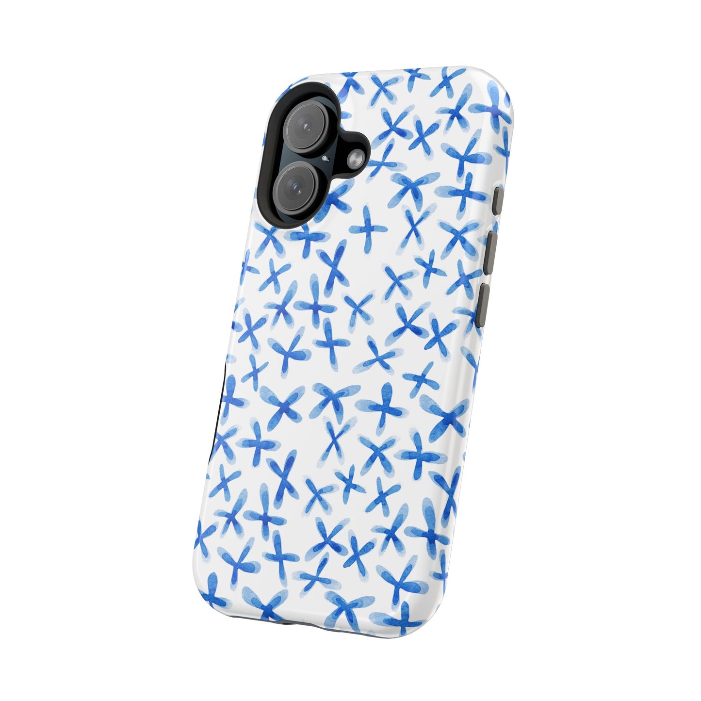 Blue Floral MagSafe iPhone Case — Magnetic Impact-Resistant