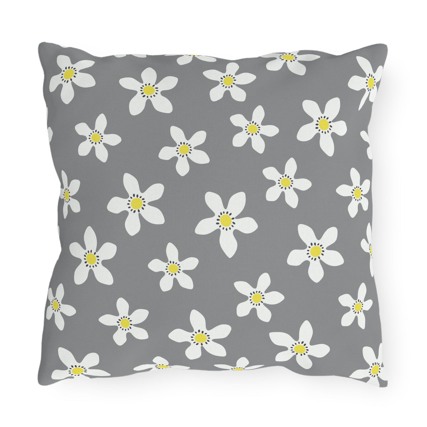 Daisy on Gray - Outdoor Throw Pillow