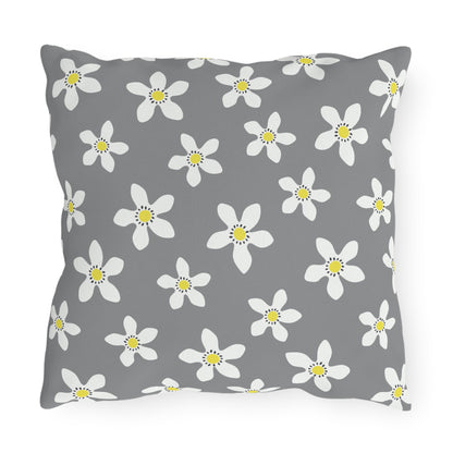 Daisy on Gray - Outdoor Throw Pillow
