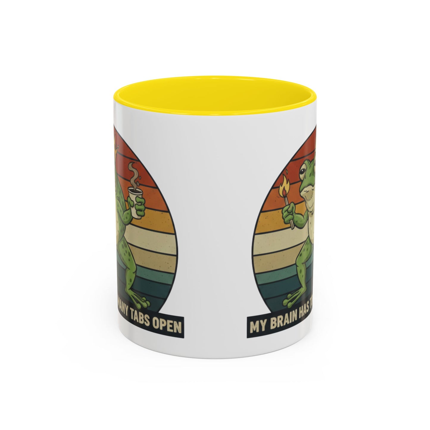"Too Many Tabs Open" Retro Frog Accent Mug - 11oz & 15oz Ceramic Coffee Cup