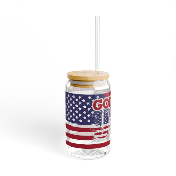 God Bless the USA 16oz Glass Cup