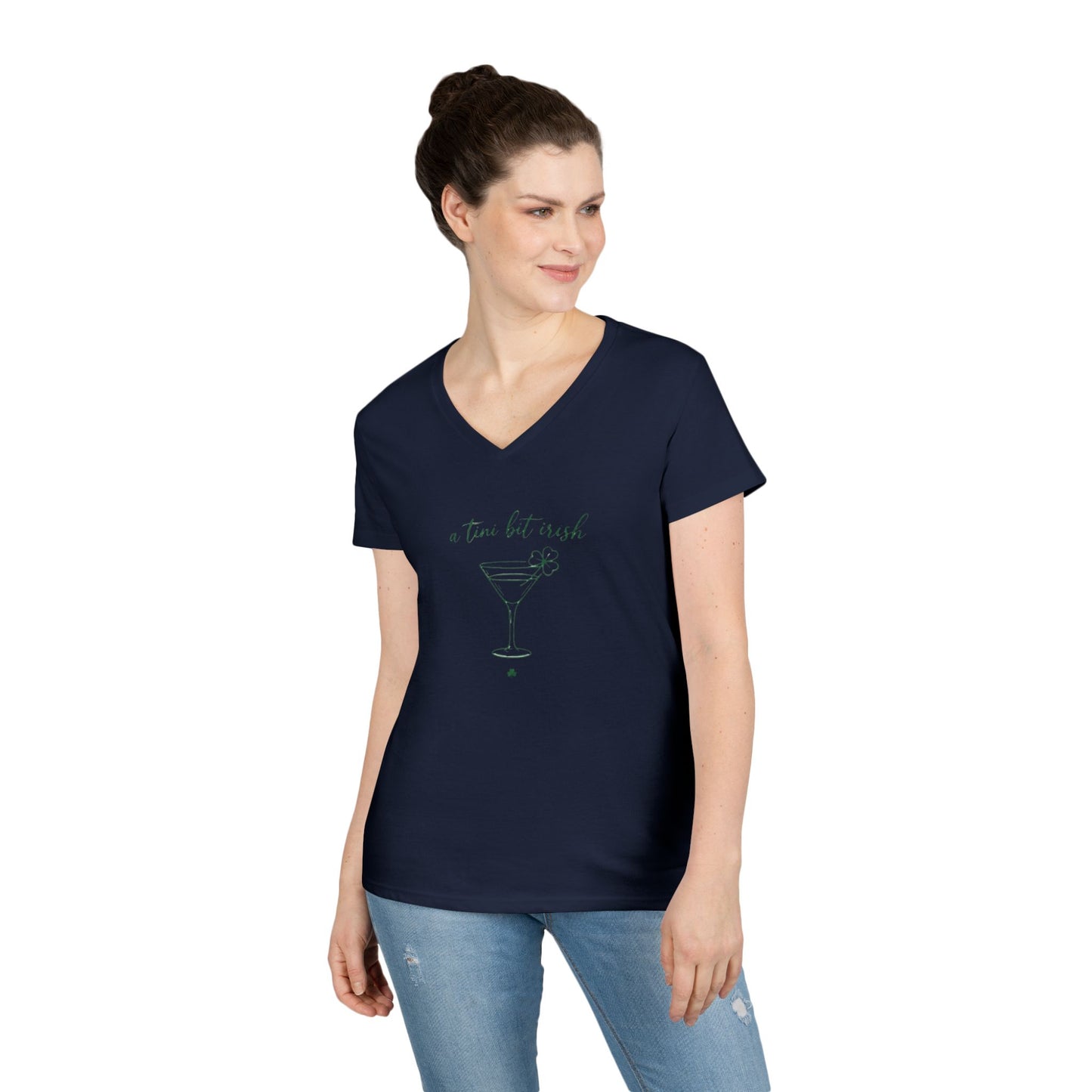 A Tini Bit Irish Shirt Women St Patricks Day V-Neck Tee
