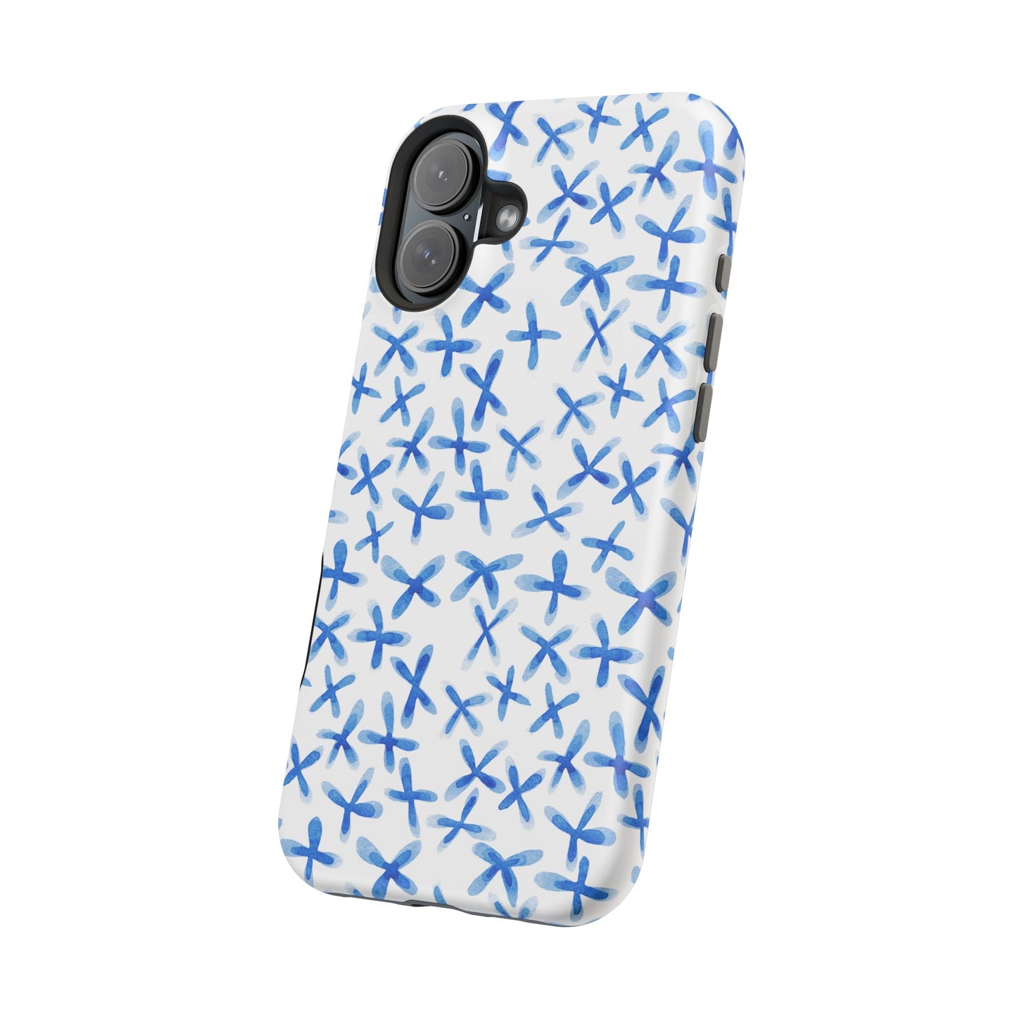 Blue Floral MagSafe iPhone Case — Magnetic Impact-Resistant