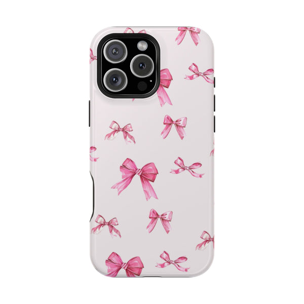 Coquette Pink Bow MagSafe Phone Case | Fits iPhone 13–16 | Matte or Glossy Finish