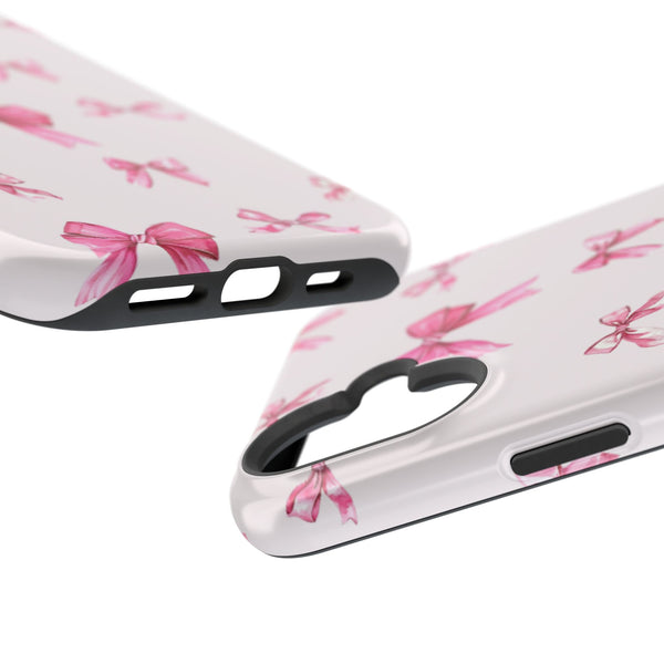 Coquette Pink Bow MagSafe Phone Case | Fits iPhone 13–16 | Matte or Glossy Finish