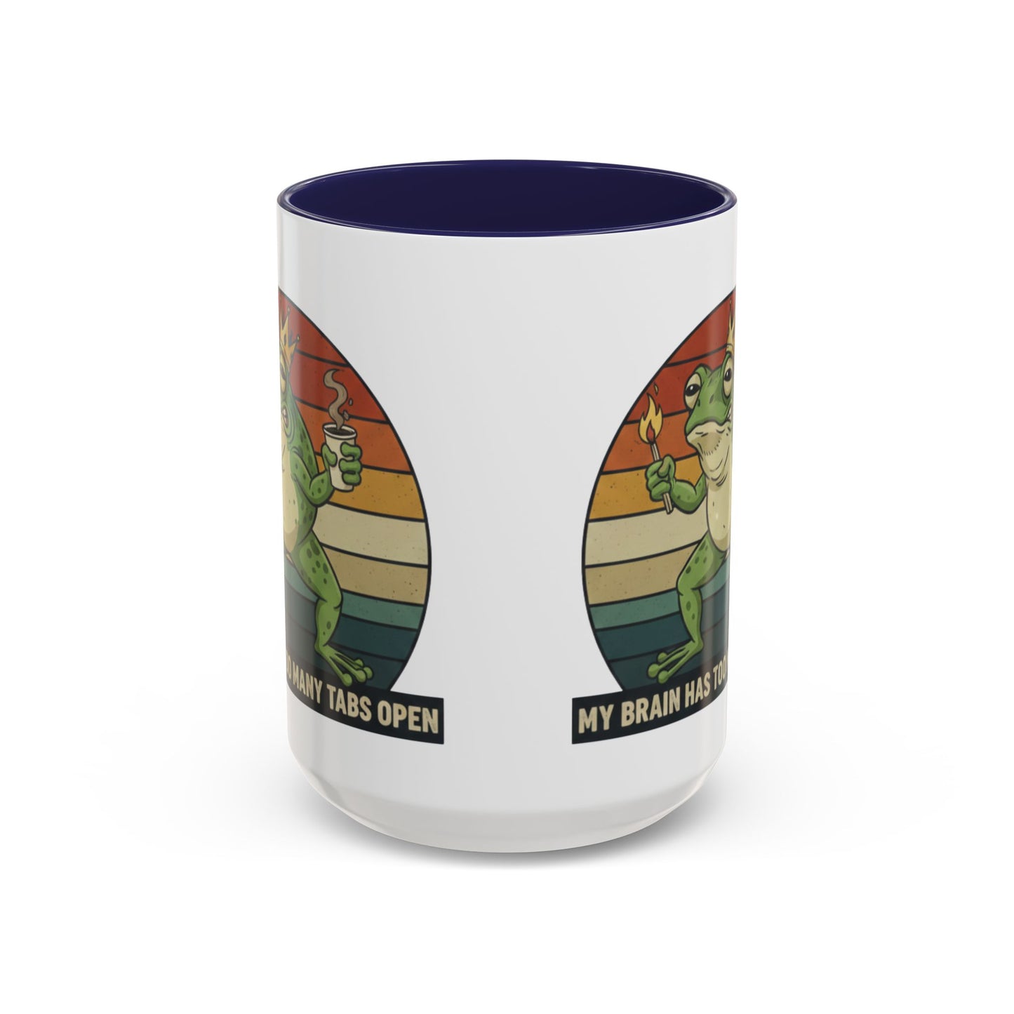 "Too Many Tabs Open" Retro Frog Accent Mug - 11oz & 15oz Ceramic Coffee Cup