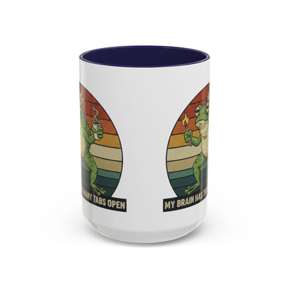"Too Many Tabs Open" Retro Frog Accent Mug - 11oz & 15oz Ceramic Coffee Cup