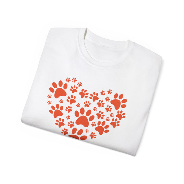 Heart Paw Print Unisex Ultra Cotton Tee - Perfect for Pet Lovers
