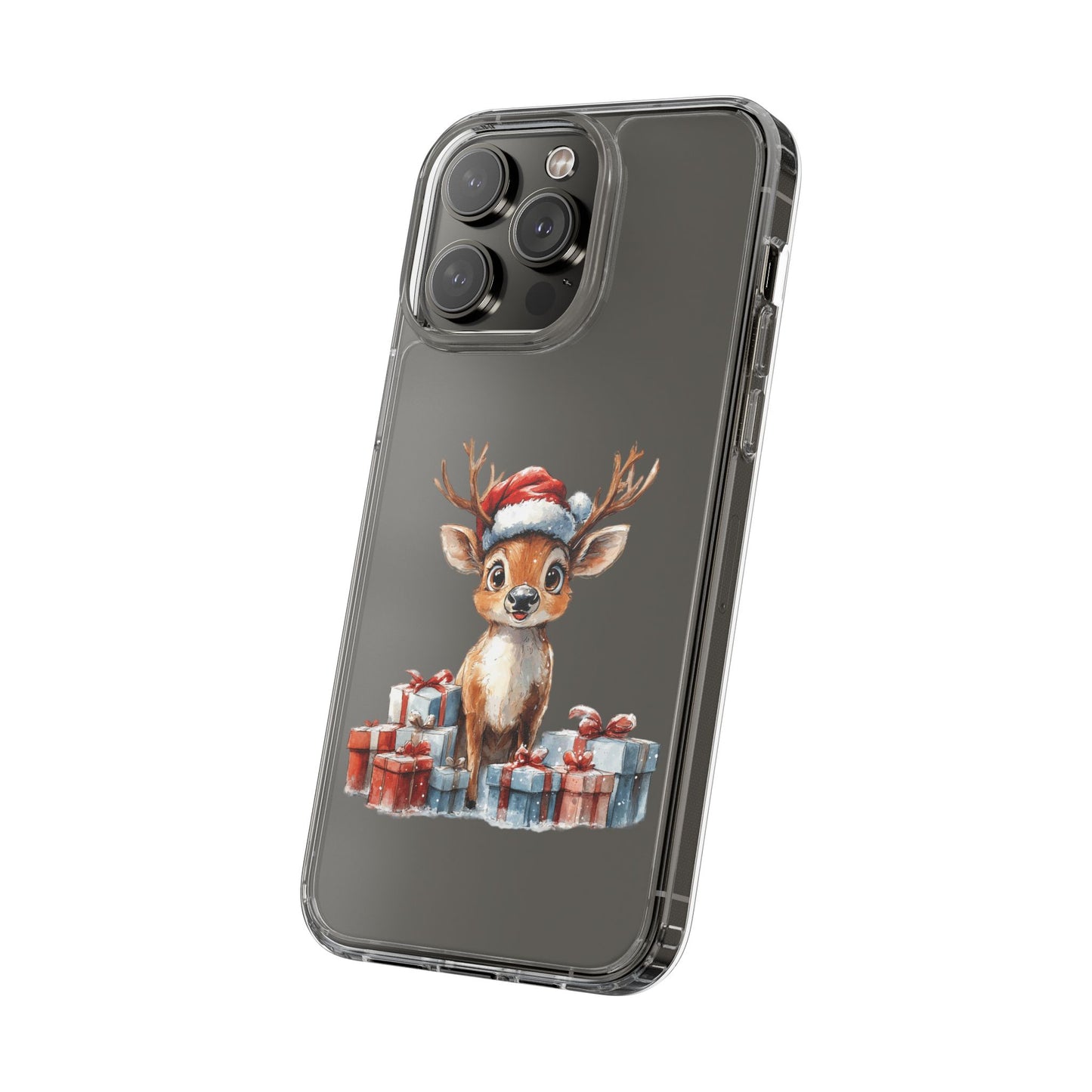 Festive Reindeer on a Clear Phone Case