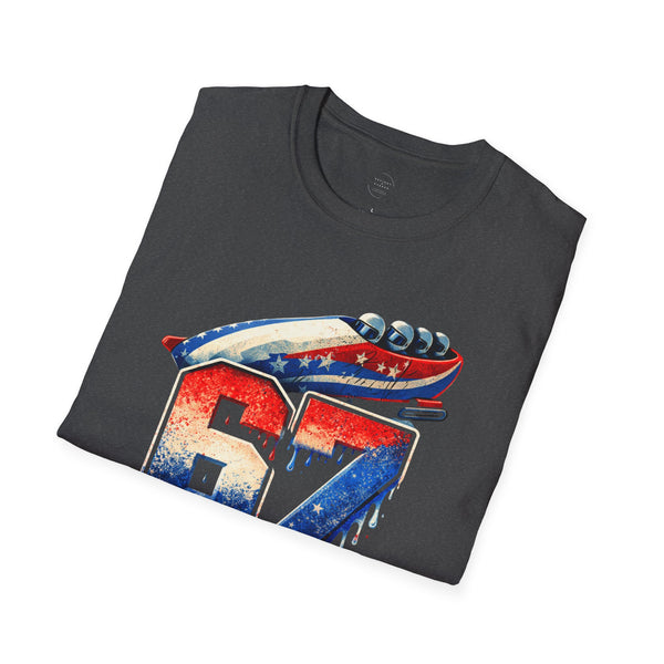 67 Bobsled Team USA T-Shirt - Patriotic Red White Blue Drip Graphic - Winter Sports Streetwear - Gildan Softstyle Men Women