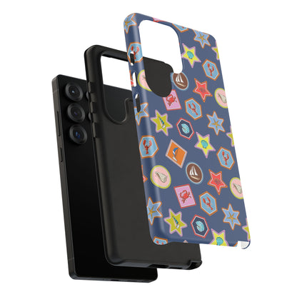 Lobsters Sailboats and Seashells on Navy Blue Phone Case