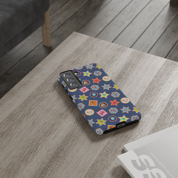 Lobsters Sailboats and Seashells on Navy Blue Phone Case