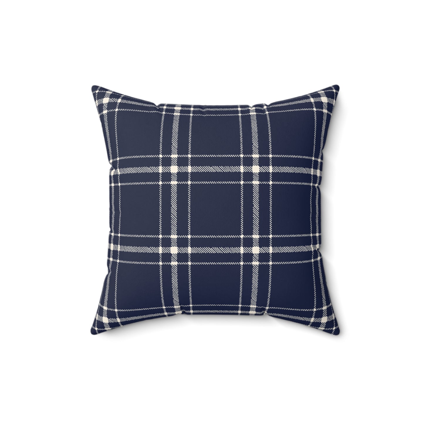 Blue and White Plaid - Decorative Throw Pillow